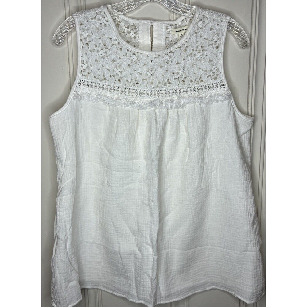 NWT Ivory Top Size M Sleeveless Lace Cottage Garden Boho Lined Gauzy Feminine